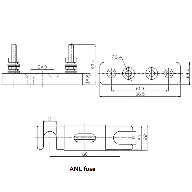 Fuse holder for ANL-fuse